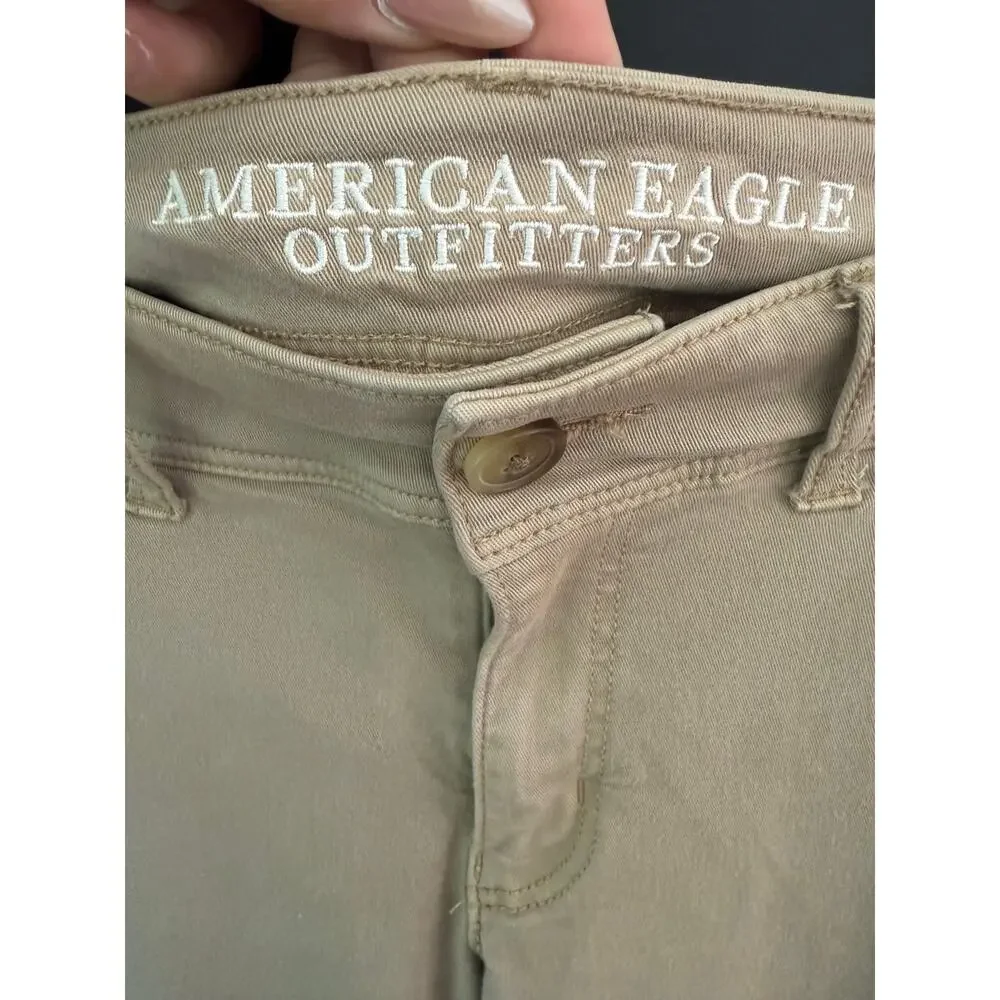 American Eagle Kick Boot Super Stretch Khaki Pants Size 8 Regular - Picture 4 of 8